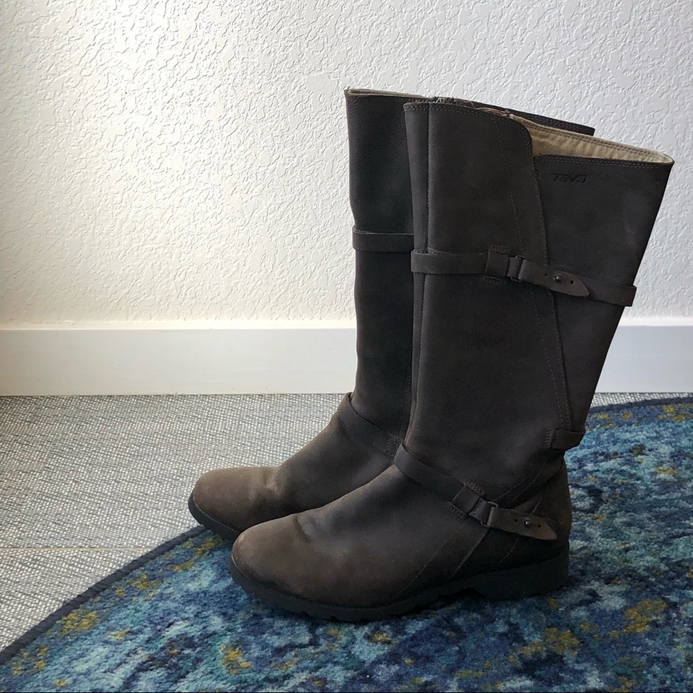 Teva knee high waterproof boots.